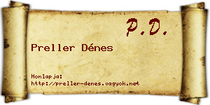 Preller Dénes névjegykártya